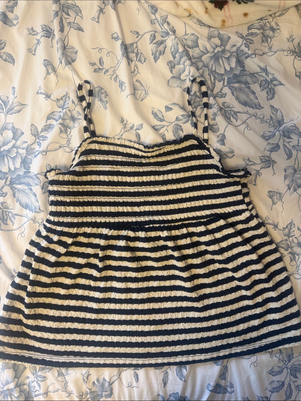 Old Navy Navy and White Striped Smocked Tank Top - Kids